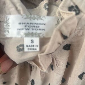 Shannon Ford Cream Blouse with Black Floral Pattern